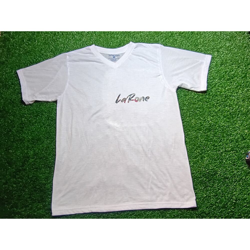 Michael Adams LaRone Graphic V-Neck T-Shirt White Size M